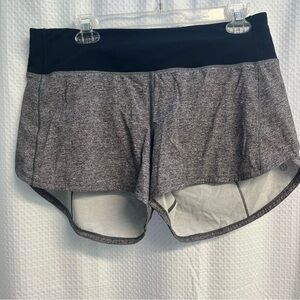 Lululemon Athletica Black and Heather Gray Athletic Speed Up Shorts 10T